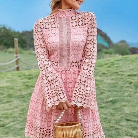 PLAIN CONTRAST MESH CUT OUT DRESS - Picture 6 of 10